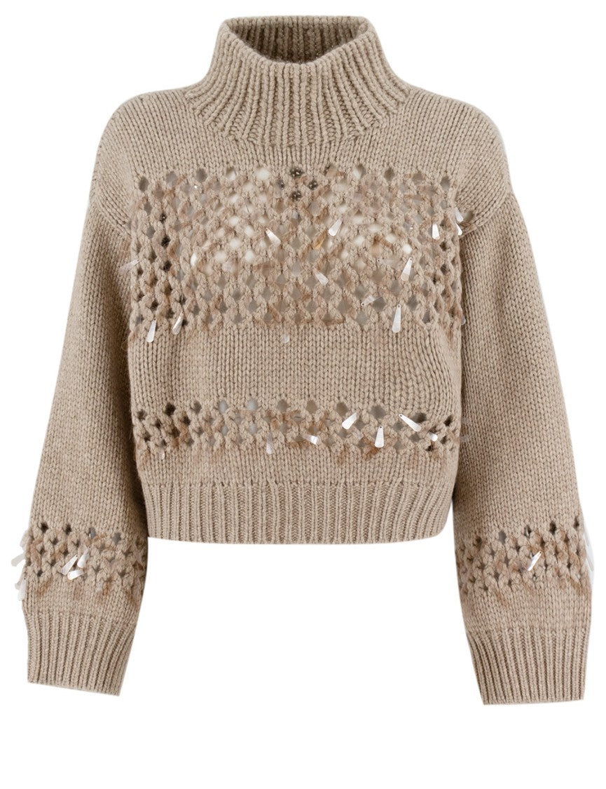 Brunello Cucinelli Cropped Wool Jumper With Textured Knit