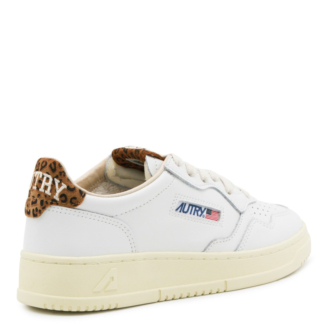 Autry White Leather Leopard Counter Sneakers