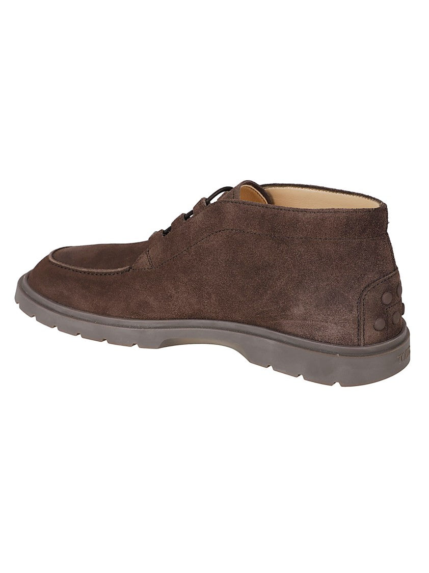 Tod's Soft Suede Calfskin Shoes With Textured Rubber Sole