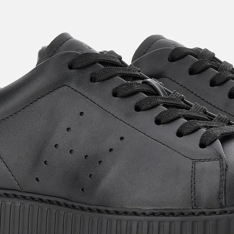 Hogan Black Minimalist Perforated Leather Sneakers