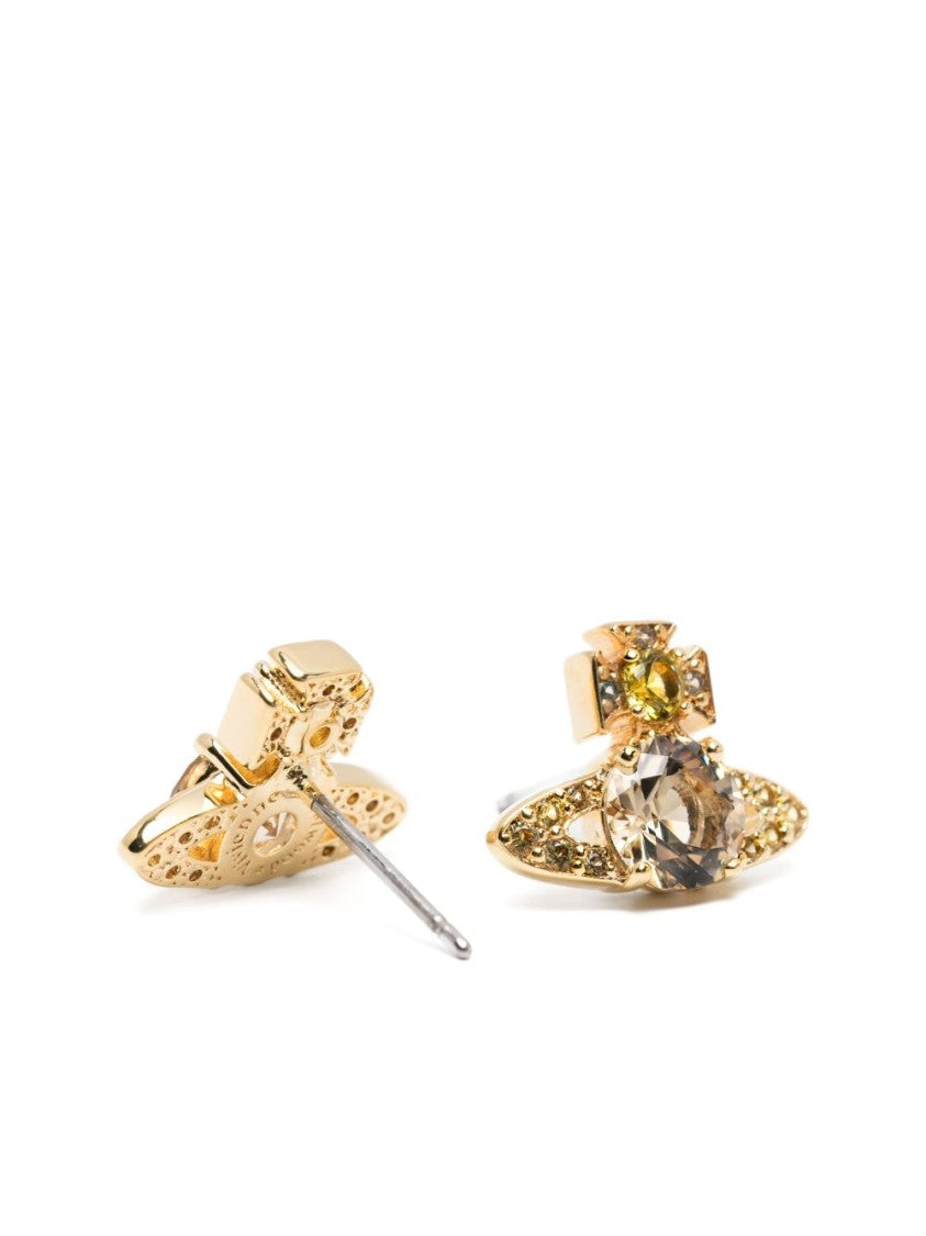 Vivienne Westwood Gold-Tone Yellow Orb Crystal Stud Earrings