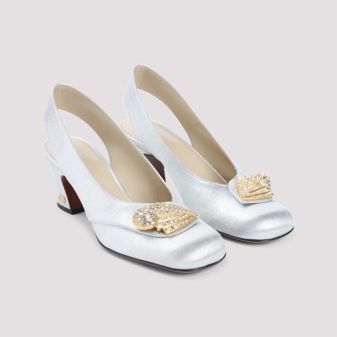 Valentino Garavani Silver Leather Adamantine T.60 Slingback