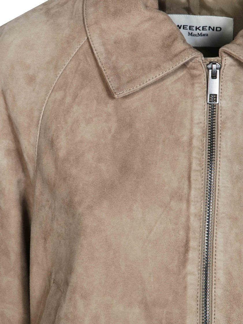 Max Mara Wkdzuppa Cropped Suede Casual Jacket