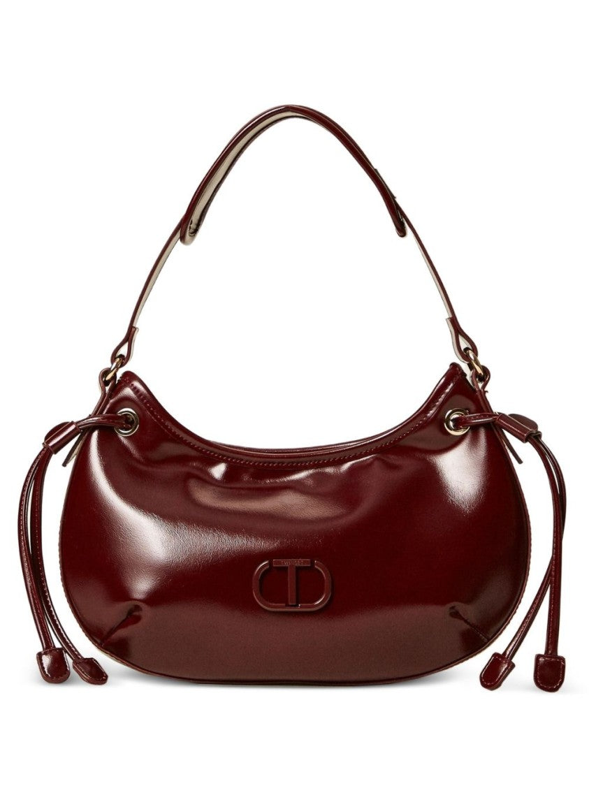 Twin-Set Curved Silhouette Burgundy Drawstring Bag
