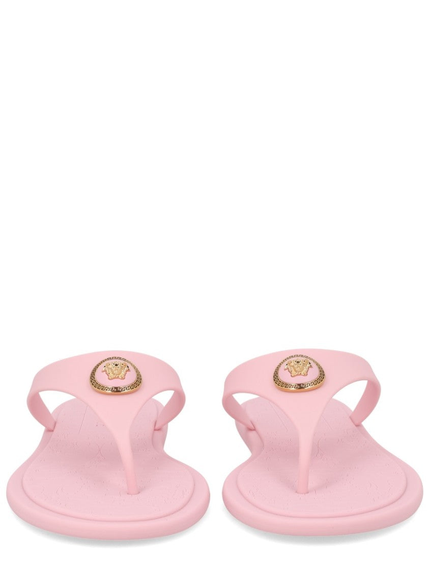 Versace Pink Medusa Emblem Tpu Thong Sandals