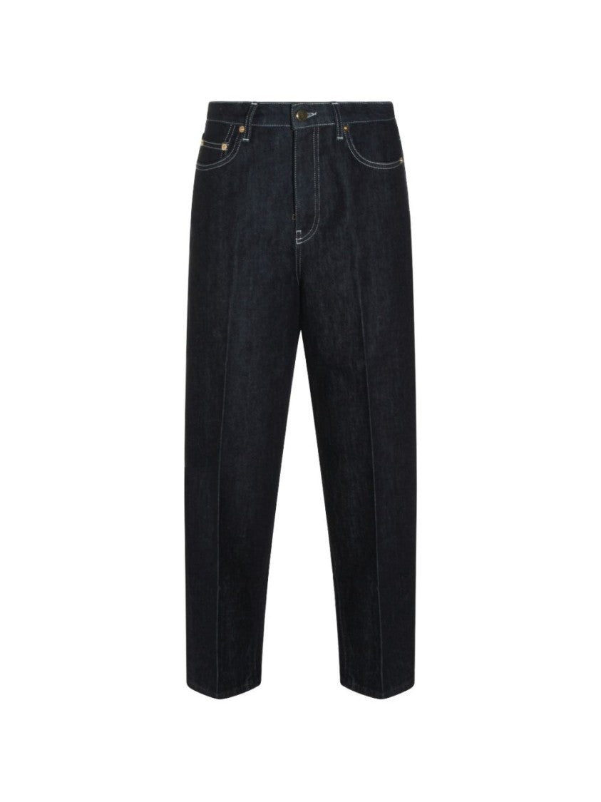 Fabiana Filippi Blue Cropped Dark Denim Five-Pocket Pants
