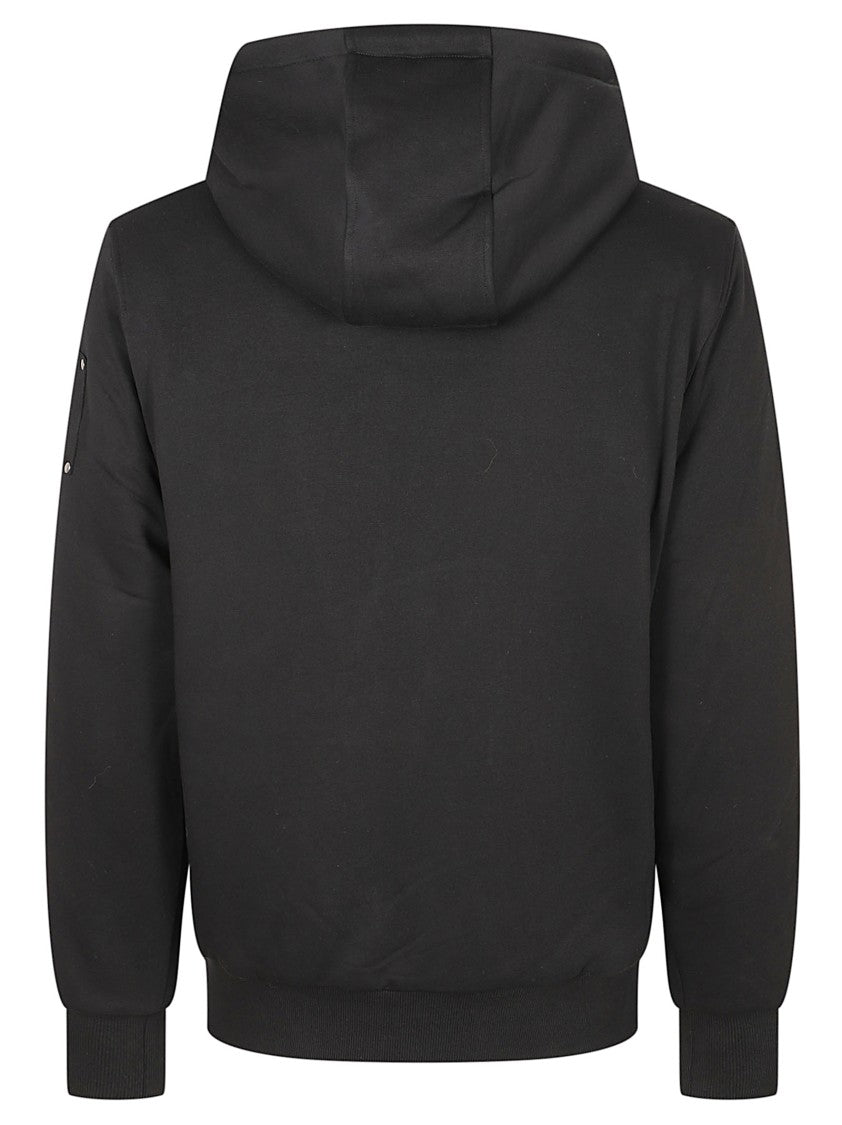Moose Knuckles Black Zip-Up Hoodie With Plush Hood And Distinctive Patch Detail