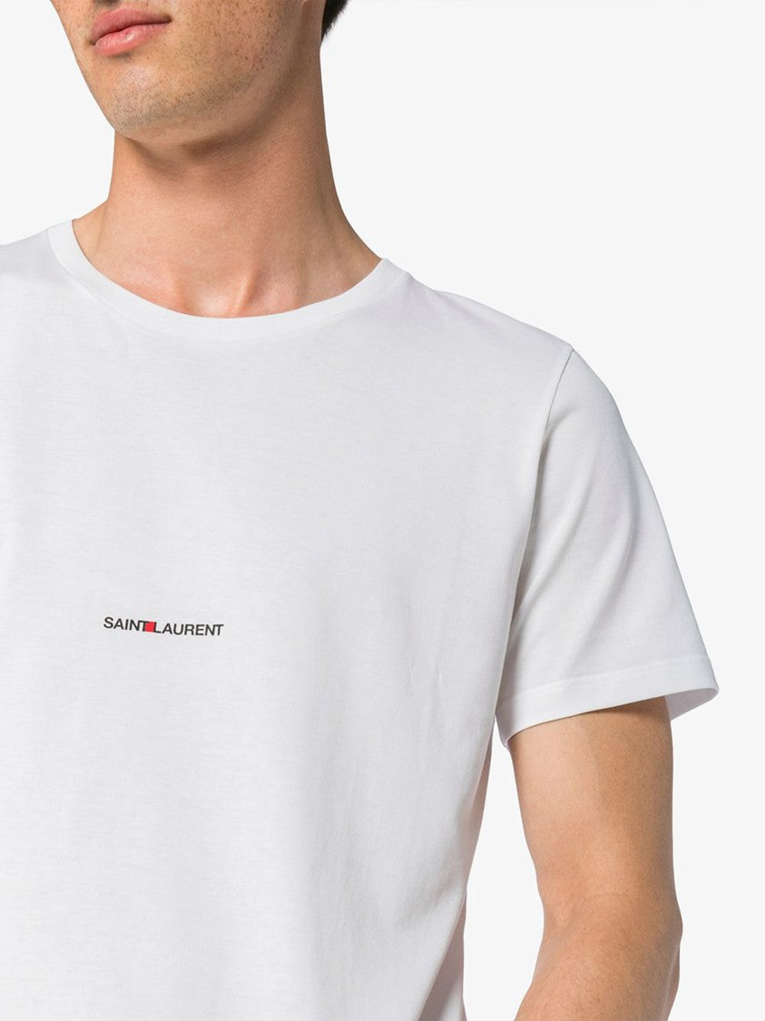 Saint Laurent White Organic Cotton Raw Hem T-Shirt
