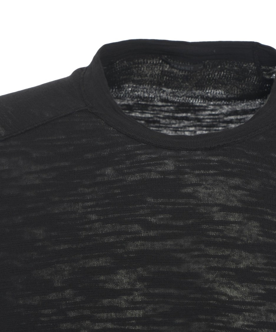 Transit Semi-Transparent Black T-Shirt With Textured Fabric