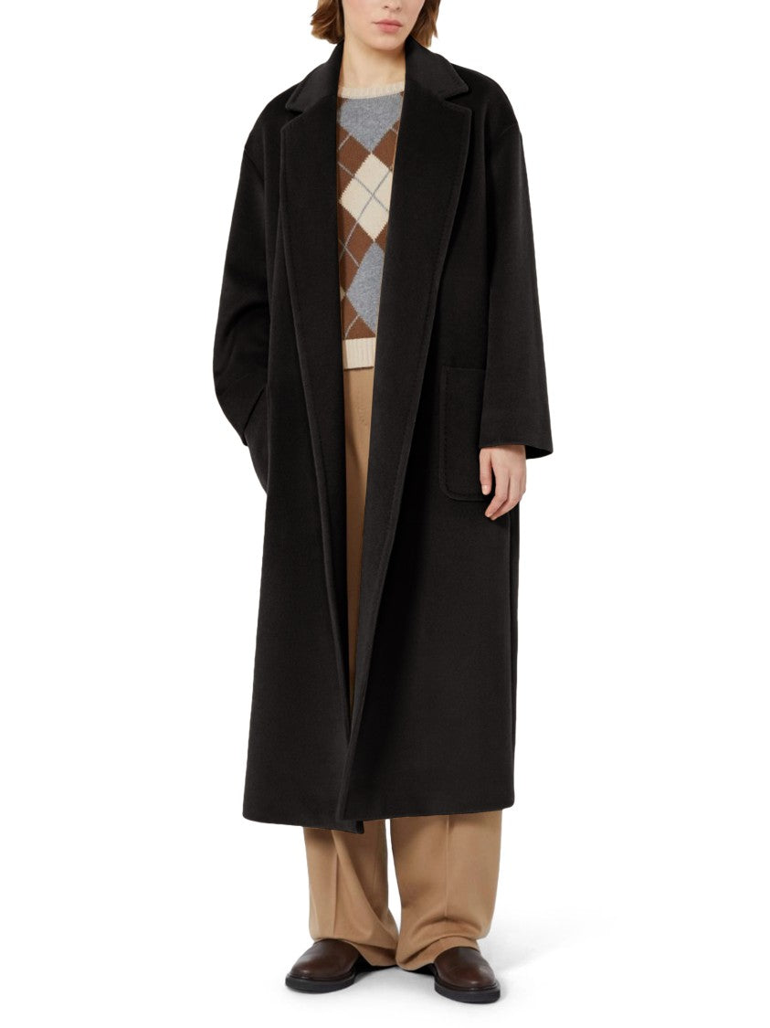 Max Mara Black Dropped Shoulders Long Coat