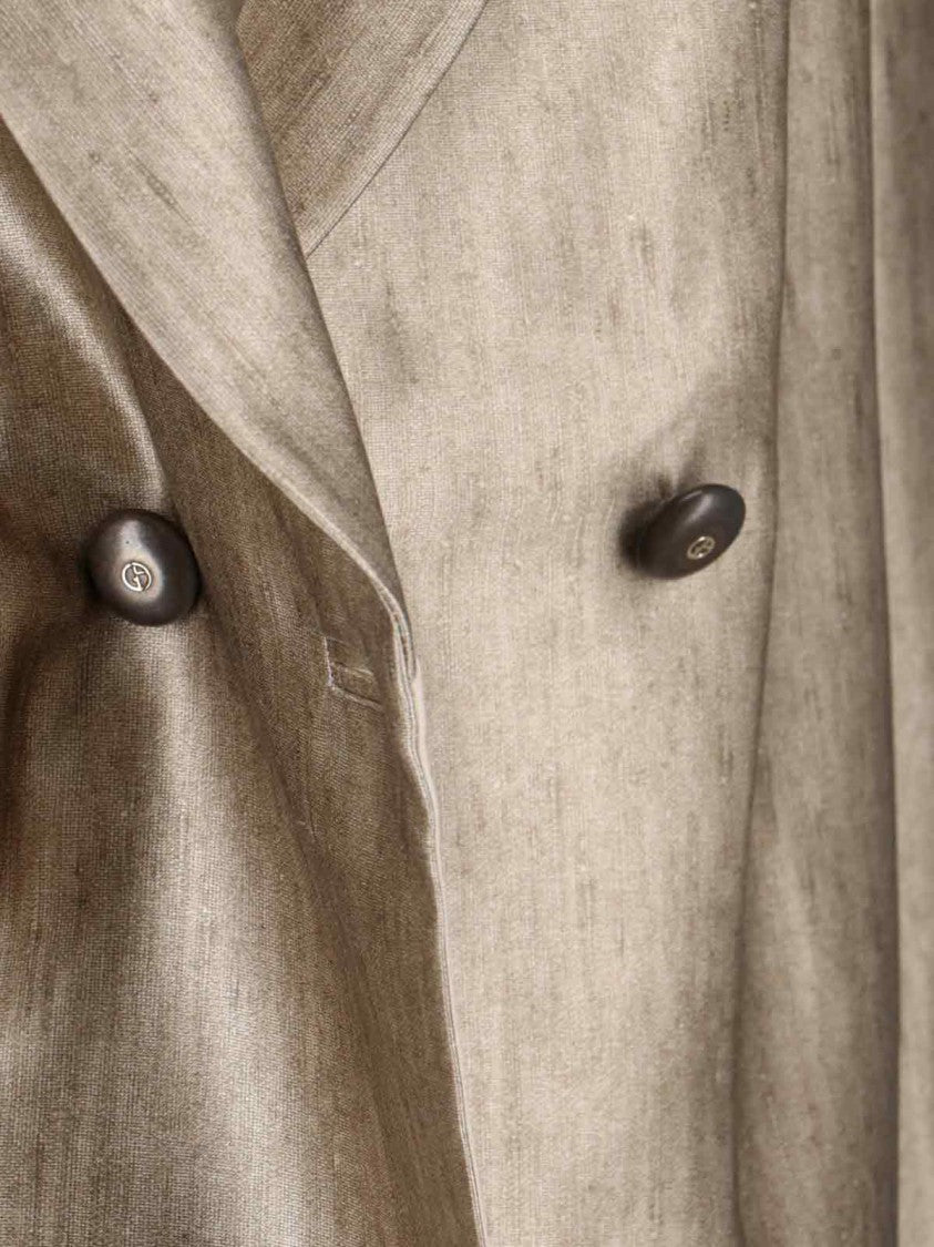 Giorgio Armani Double-Breasted Silk Blazer – Gold
