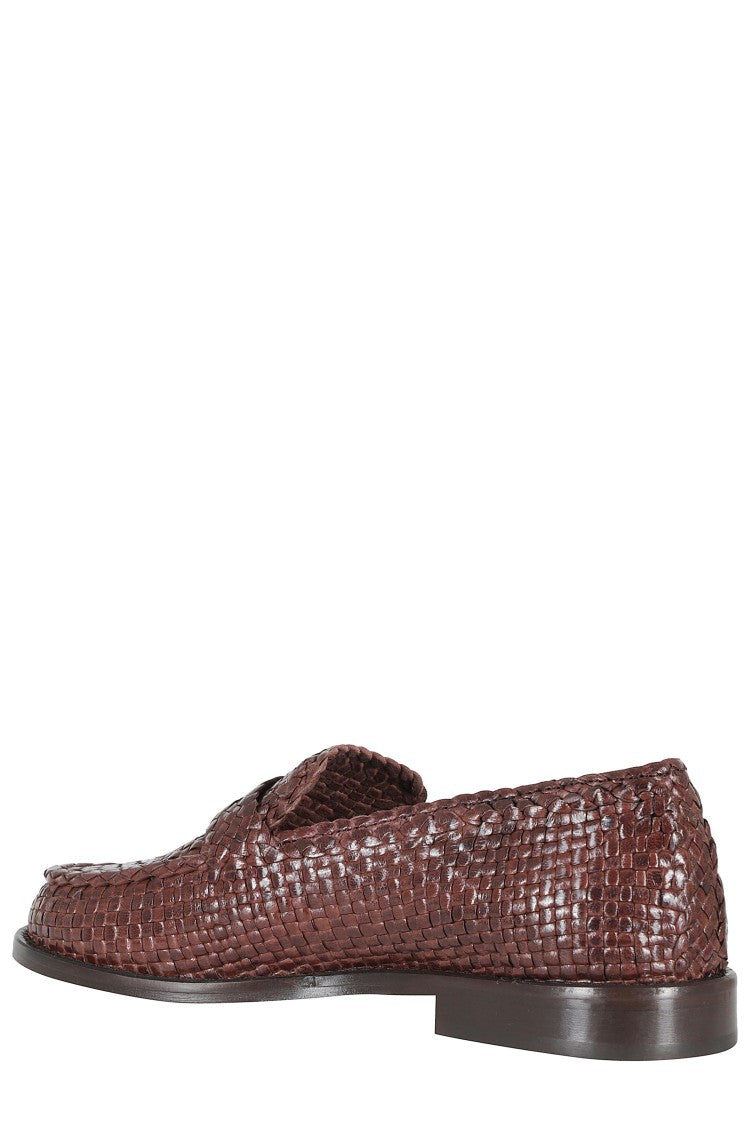 Poeve Hand-Woven Brown Leather Maverick Loafer