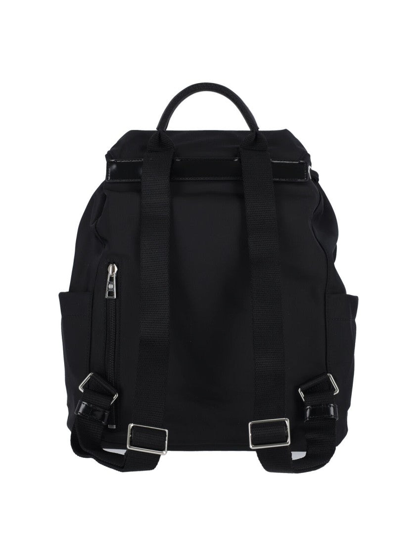 Tory Burch Virginia Black Fabric Drawstring Buckle Backpack