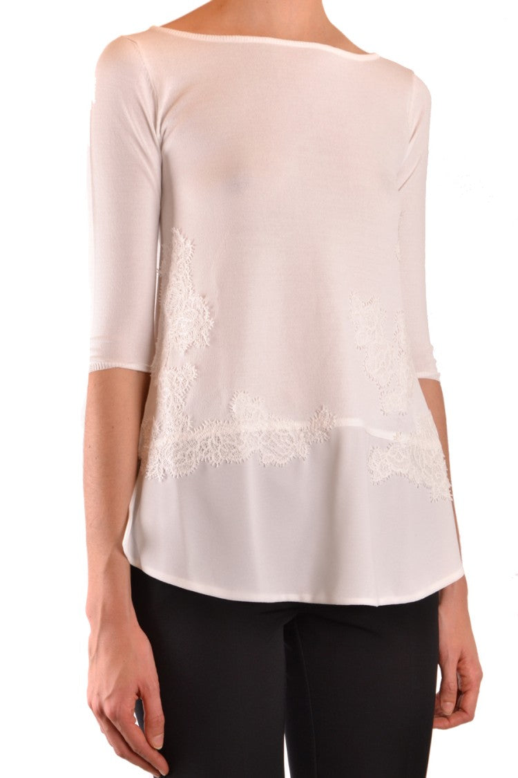 Ermanno Multicolor Sweater With Lace Appliqué