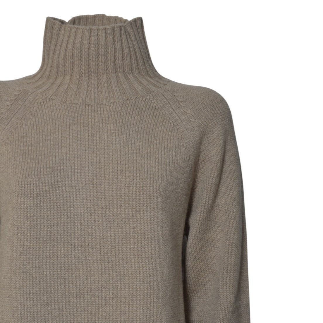 Max Mara High Ribbed Turtleneck Sweater With Extended Cuffs