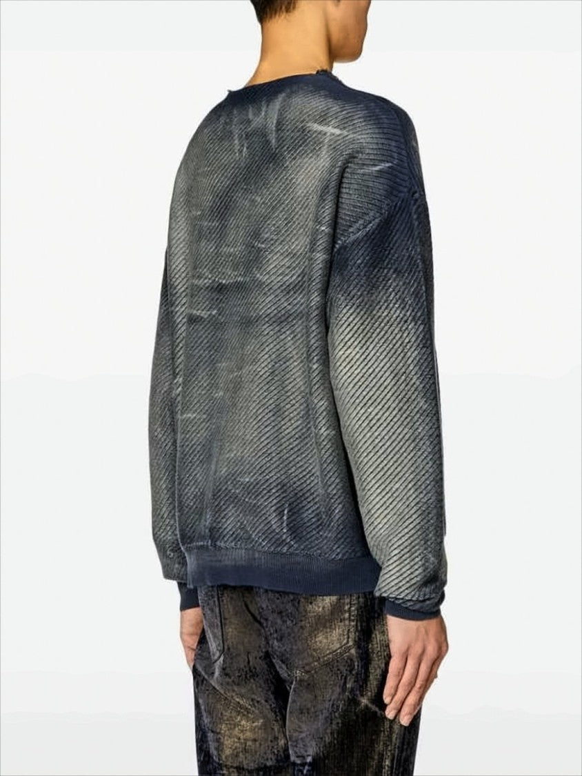 Diesel Gradient Textured Sweater With Distressed Finish