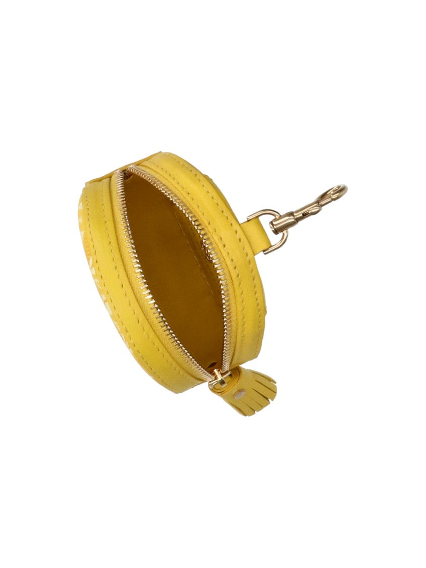 Anya Hindmarch Wink Yellow Calfskin Zip Keychain Pouch