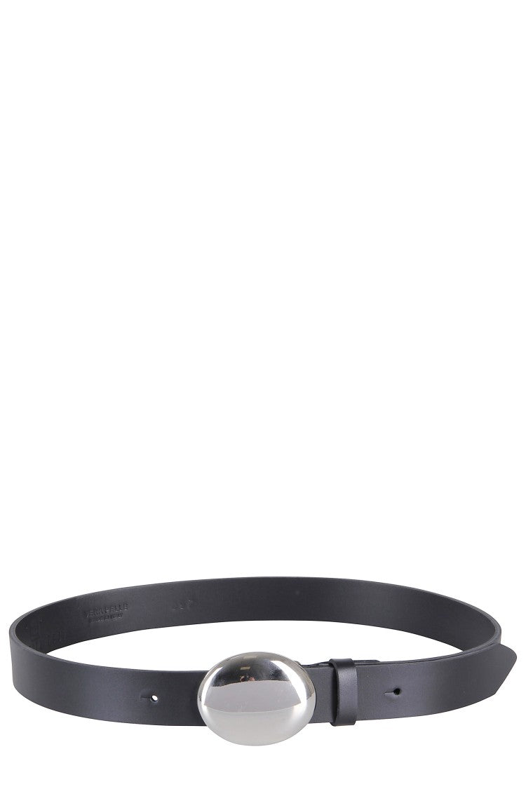 Federica Tosi Black And Silver Mindy Metallic Buckle Leather Belt