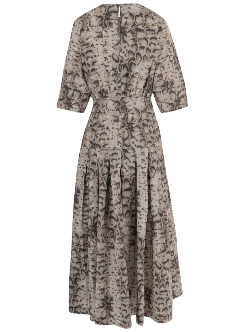 Pinko Cotton Dress With All-Over Animal Print