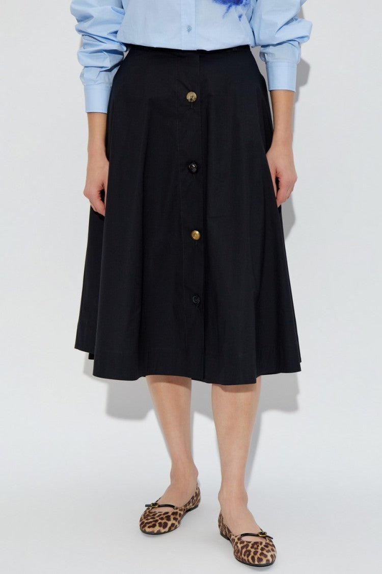 Moschino A-Line Black Skirt With Button-Down Front