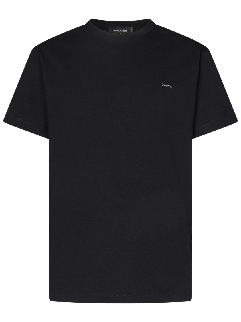 Dsquared2 Cotton Jersey T-Shirt with Silver Logo Plaque
