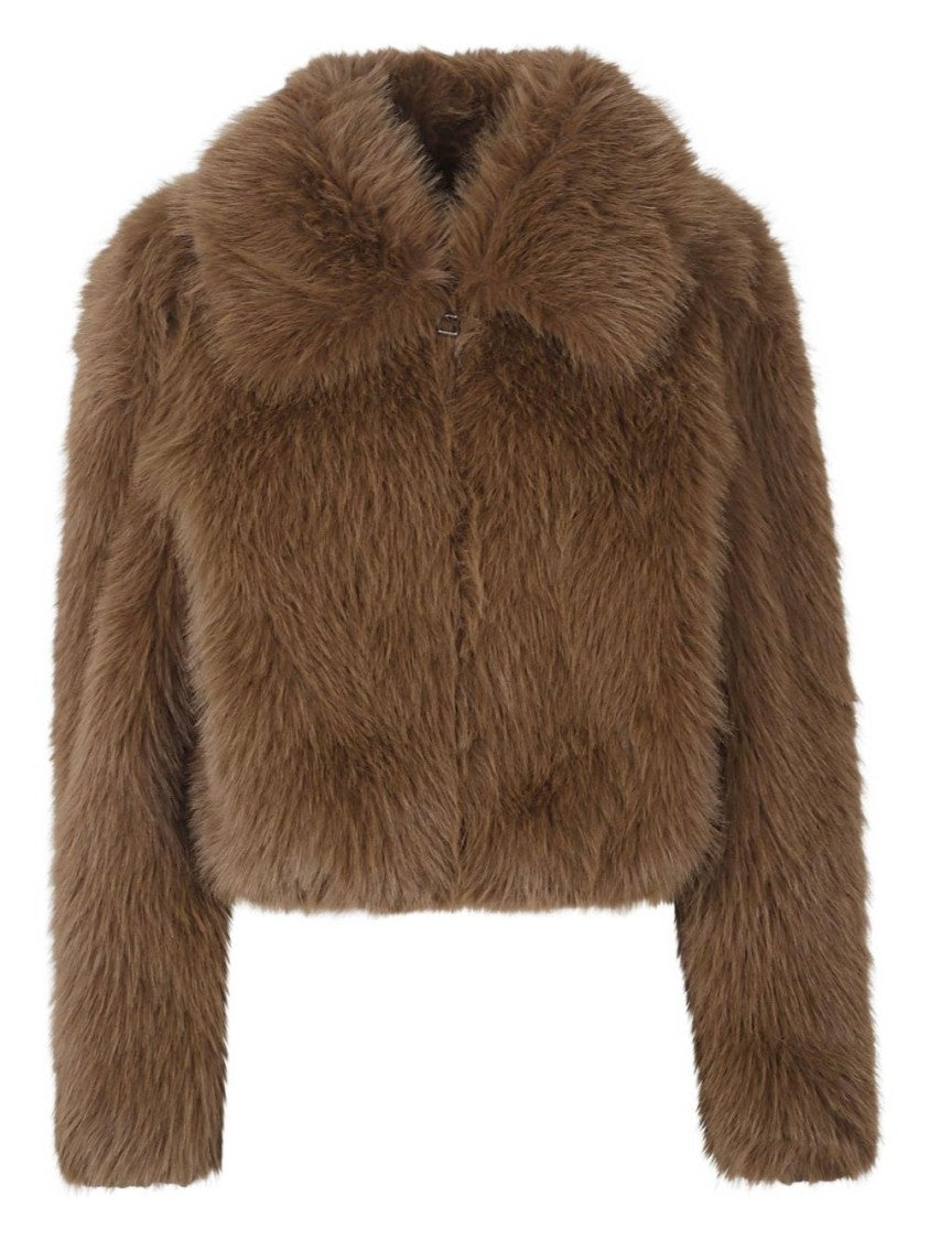 The Frankie Shop Cropped Wide Collar Faux Fur Coat