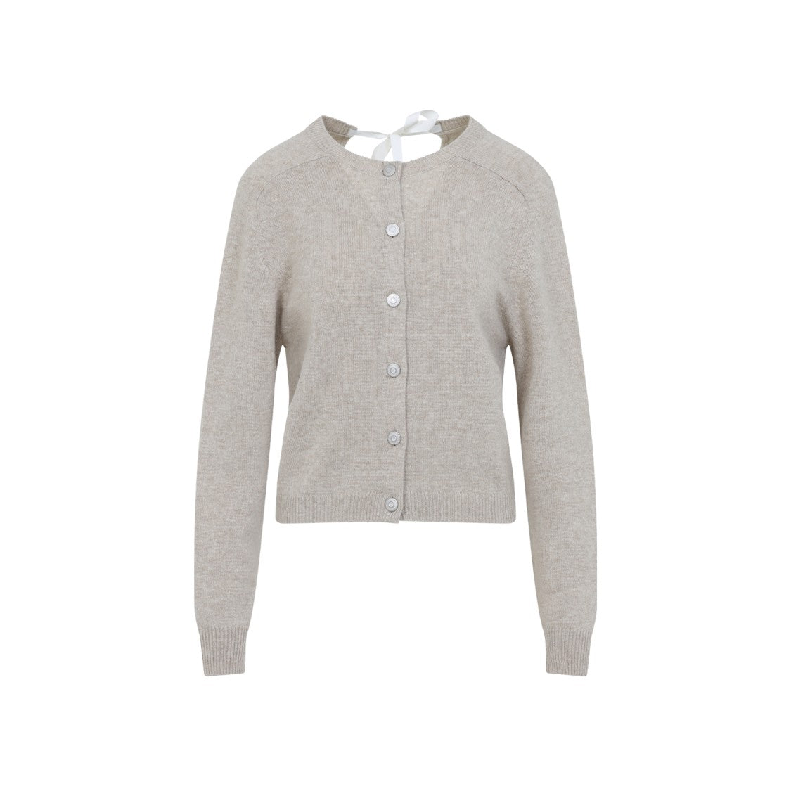 Carven Cashmere Button-Up Sweater With Delicate Tie Detail