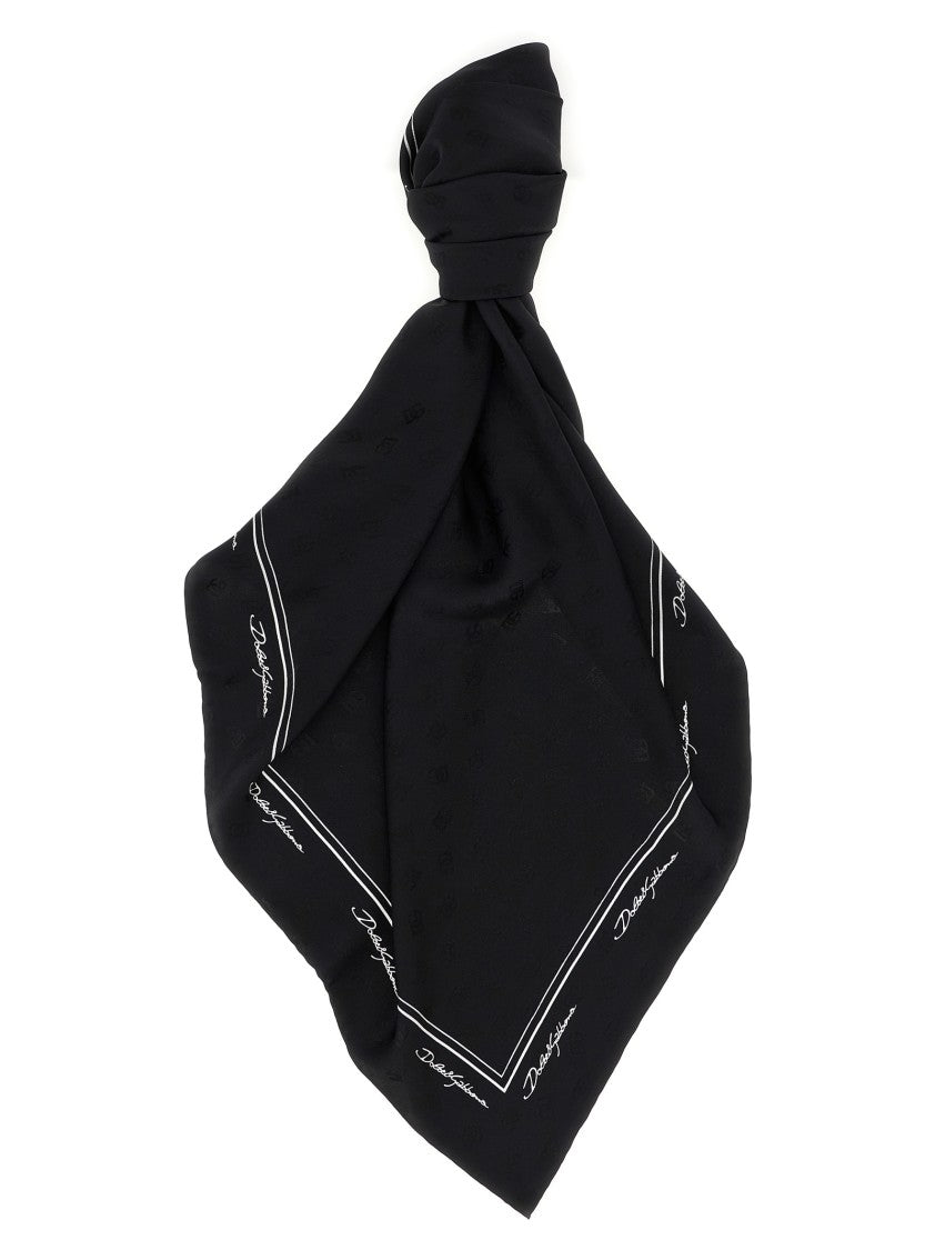 Dolce & Gabbana Square Silk Scarf With Jacquard Pattern