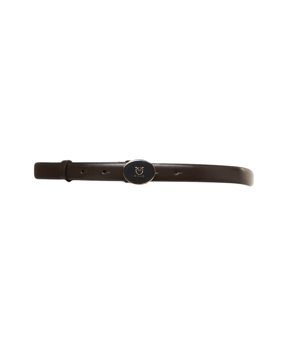 Pinko Leather Belt With Logo Buckle