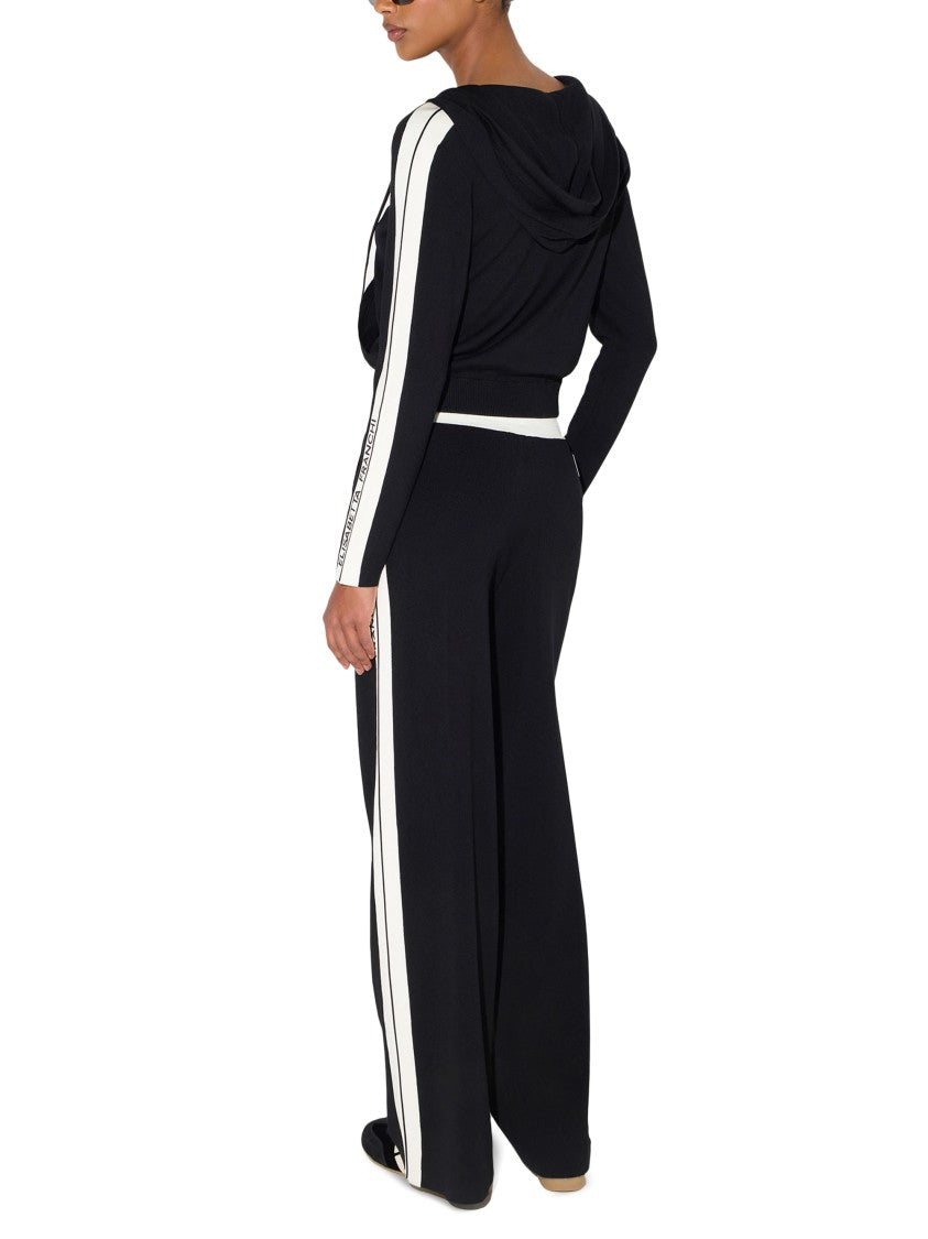Elisabetta Franchi Hooded Sweater With Contrasting Stripes And Branded Detail