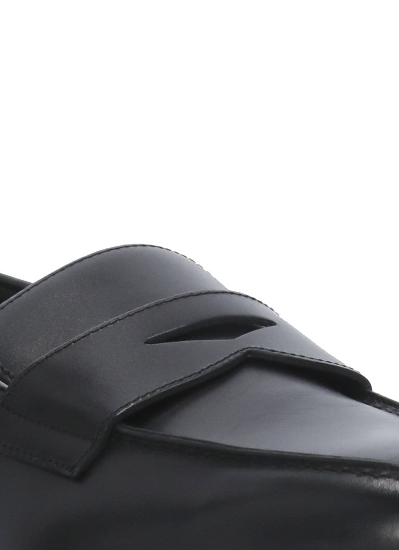 Doucal's Black Leather Mask Loafers