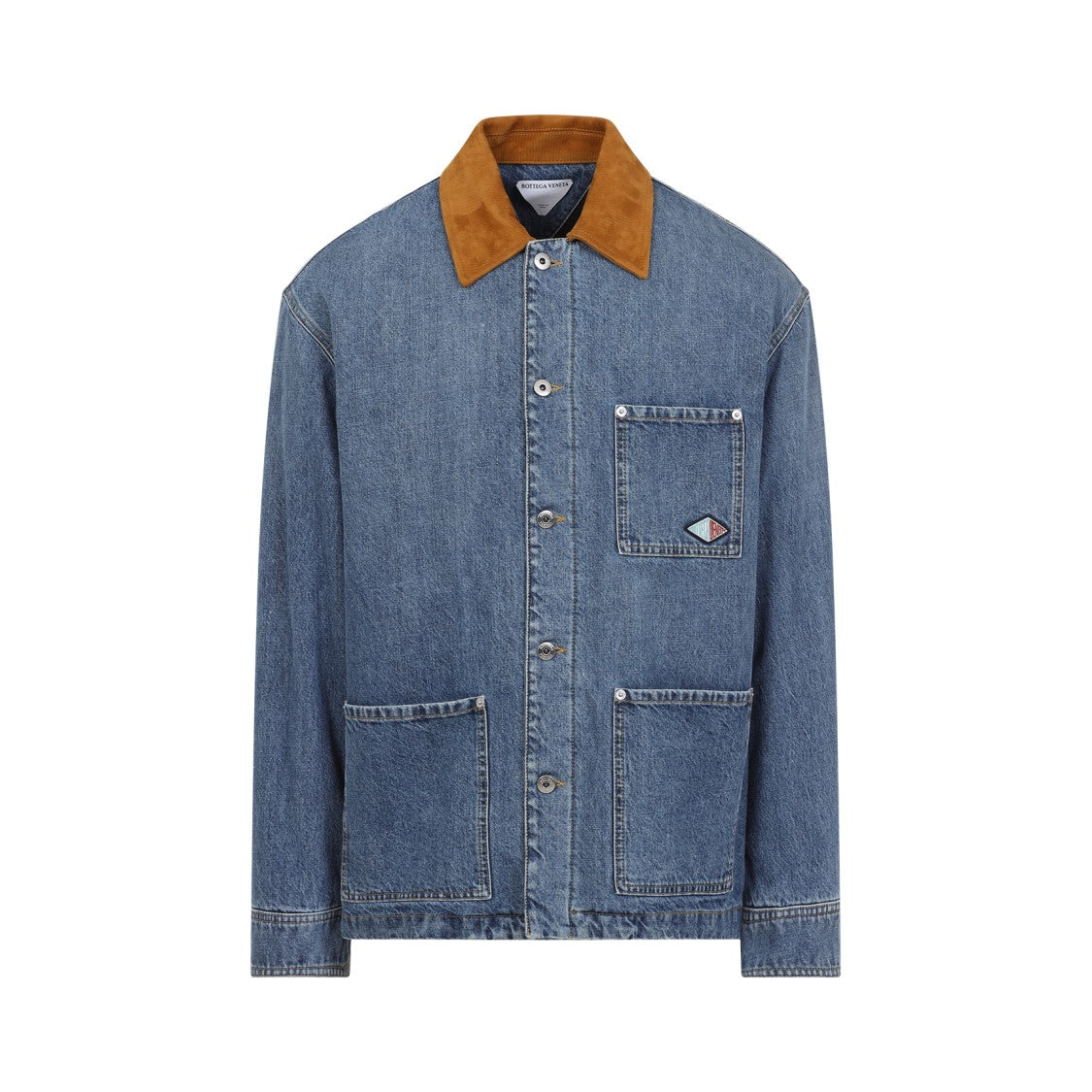 Bottega Veneta Mid Blue Cotton Suede Collar Denim Jacket