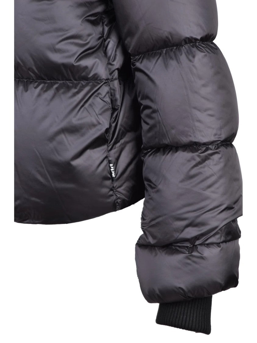 Add Quilted Short Down Jacket With Zip Closure And Ribbed Cuffs