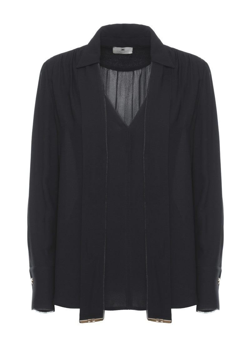 Elisabetta Franchi Black Viscose Bow Tie Blouse