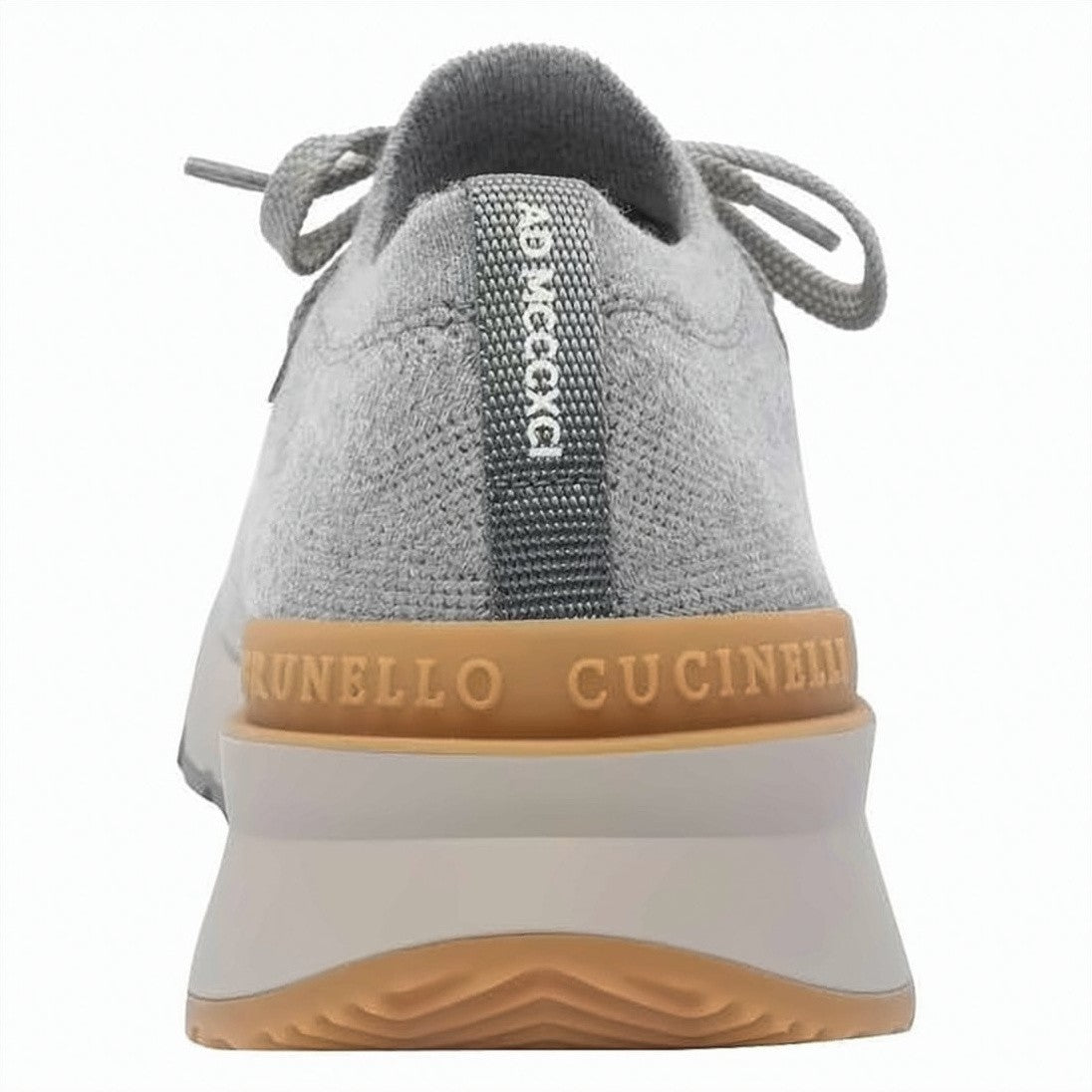 Brunello Cucinelli Knitted Wool Sneakers With Contrasting Rubber Heel Accent
