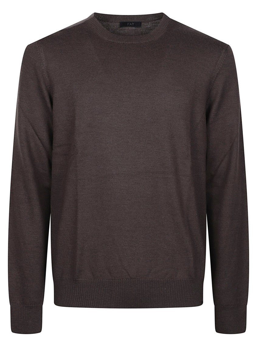 Fay Fine-Knit Crewneck Virgin Wool Sweatshirt