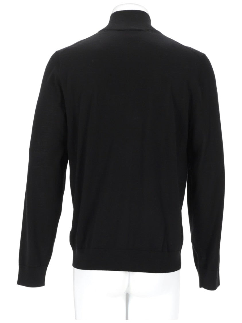 Paul Smith Full-Zip Black Cardigan With Multicolored Stripe Detail