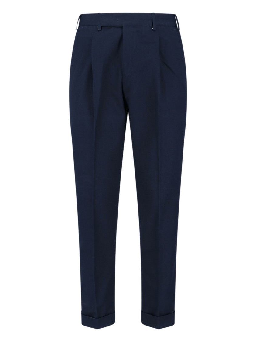 Pt Torino Mid-Rise Tailored Trousers With Pleats And Buttoned Pockets