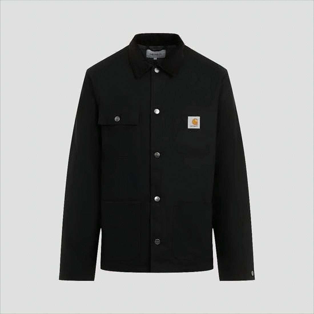 Carhartt Wip Structured Black Cotton Jacket With Classic Collar