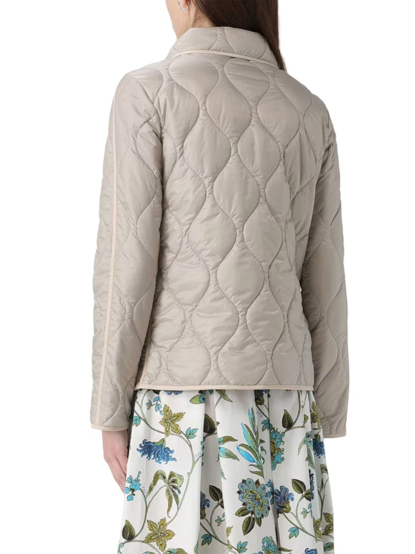 Fay Quilted Neutral Wave Stitched Toggle Jacket