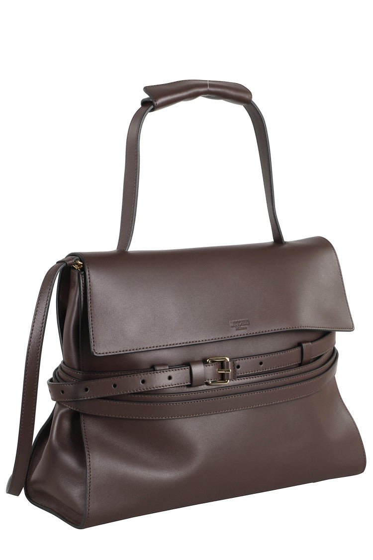 Moschino Chocolate Brown Leather Shoulder Bag