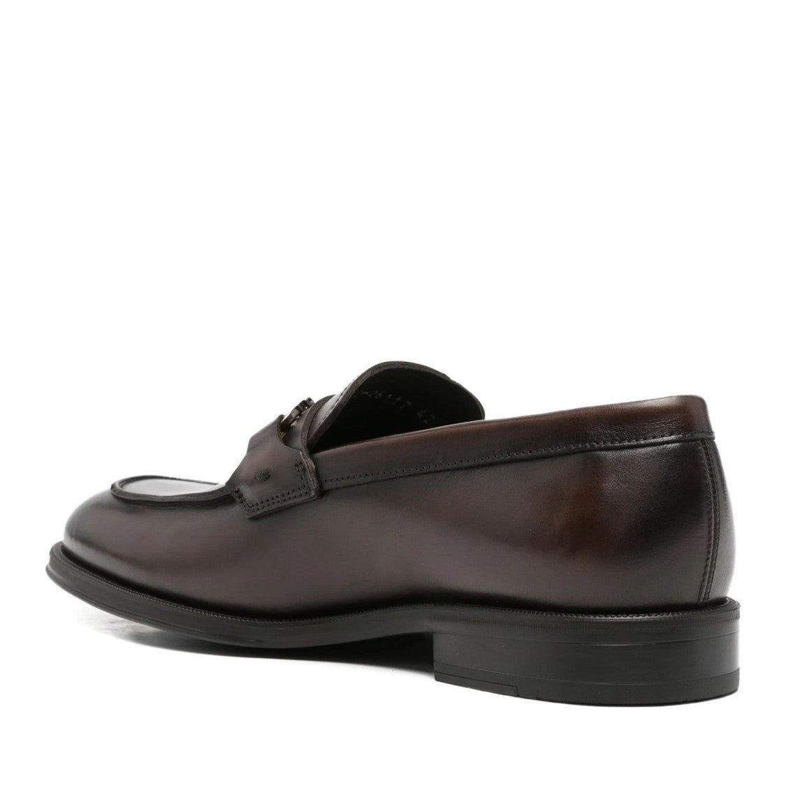 John Harrison Brown Leather Polished Metal Bit Loafers