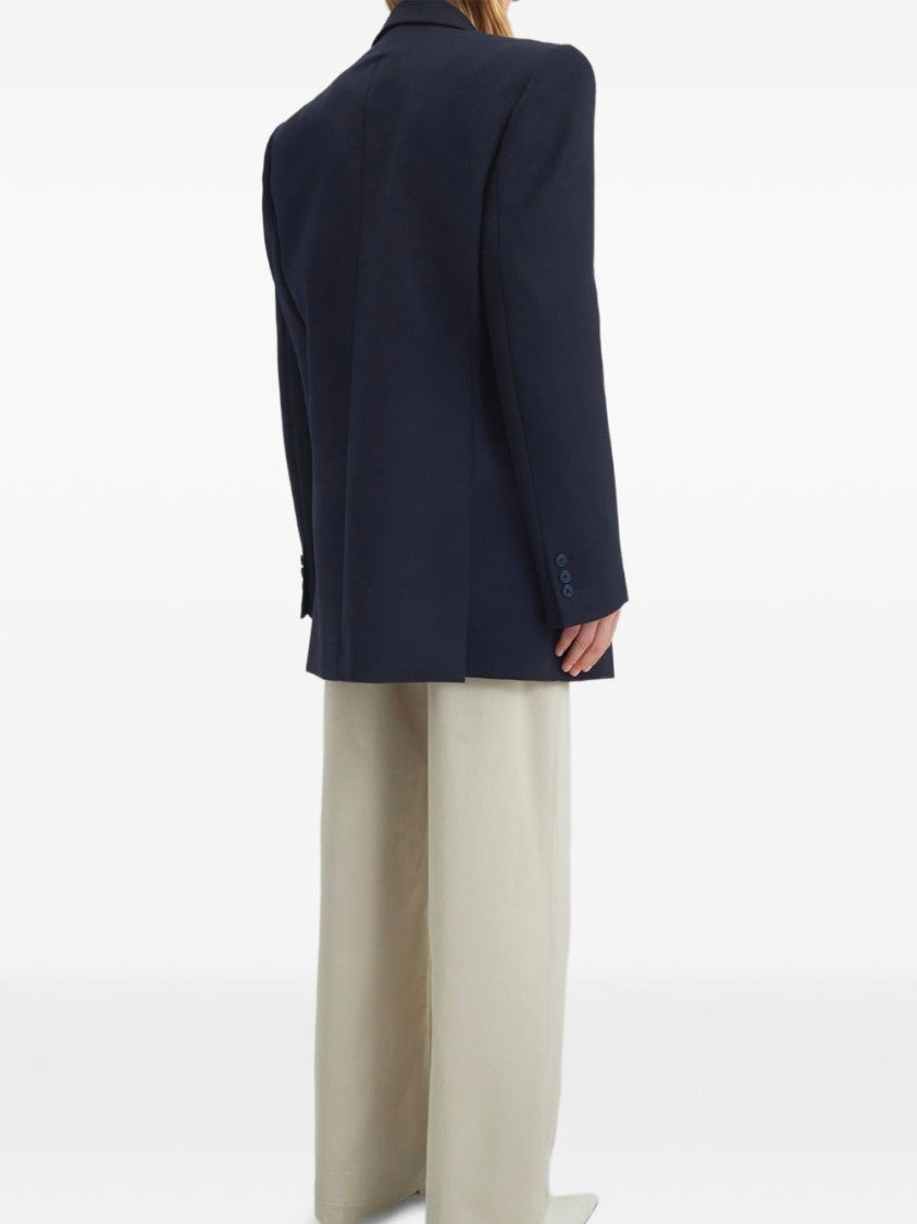 The Frankie Shop Black Double-Breasted Oversized Structured Jacket