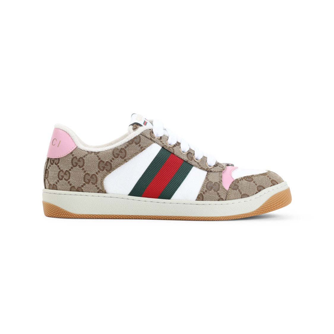 Gucci Beige Monogram Canvas Low-Top Sneakers