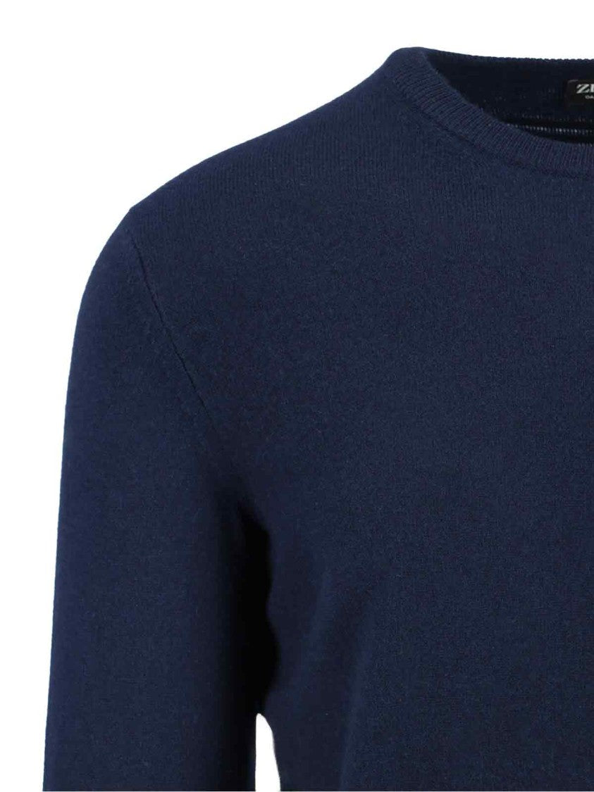 Zegna Cashmere Sweater Blue Navy Shades