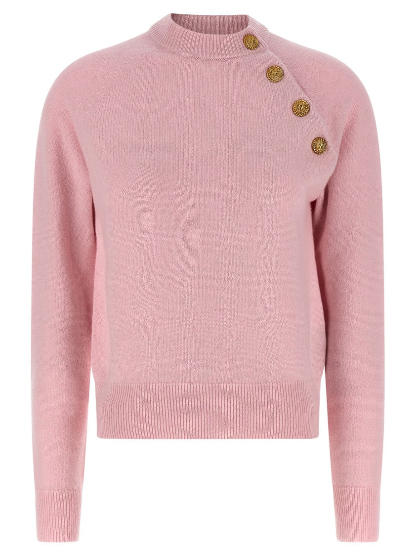 Balmain Cashmere Blend Sweater With Lion Head Buttons