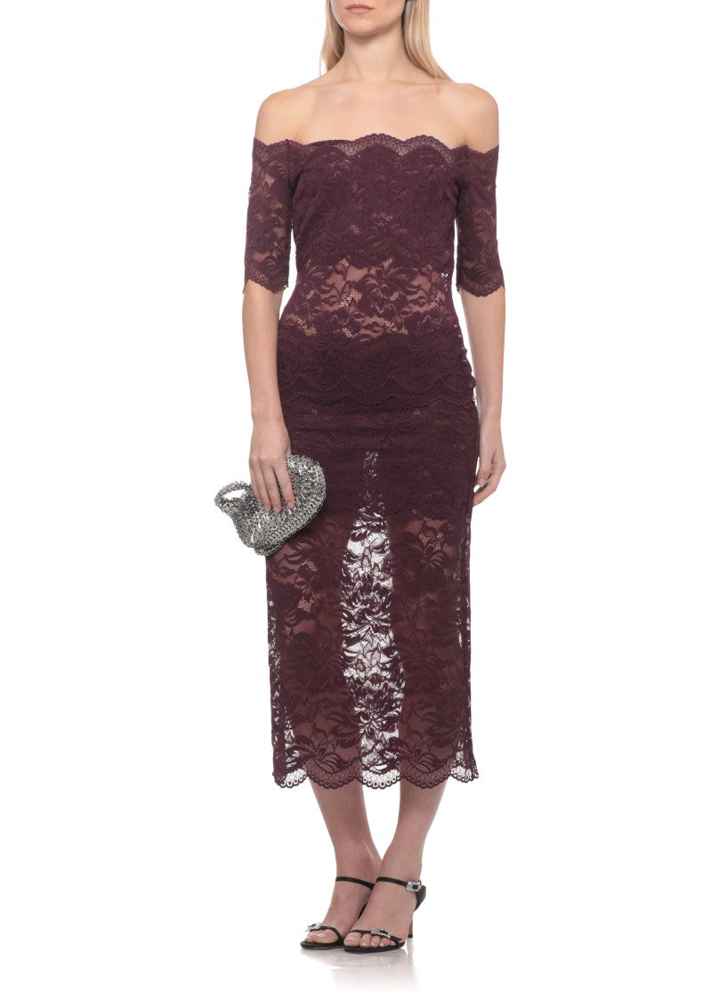 Rabanne Purple Wide Neck Lace Top