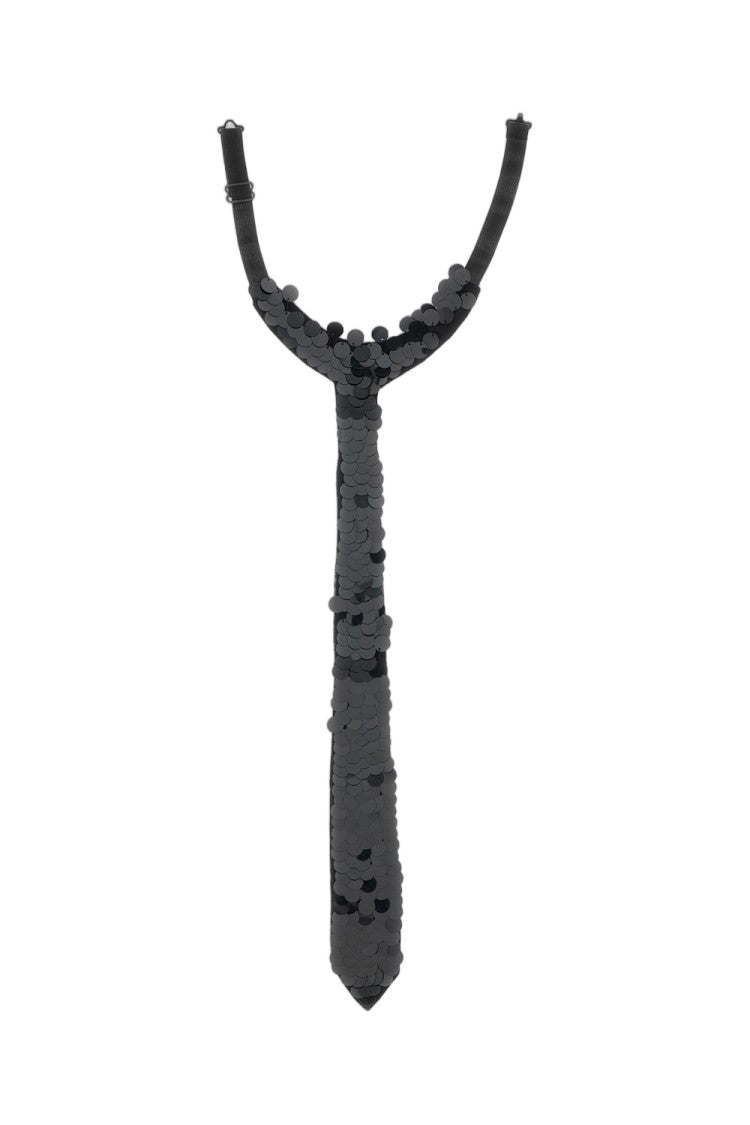 Parosh Black Sequin Embellished Fabric Tie