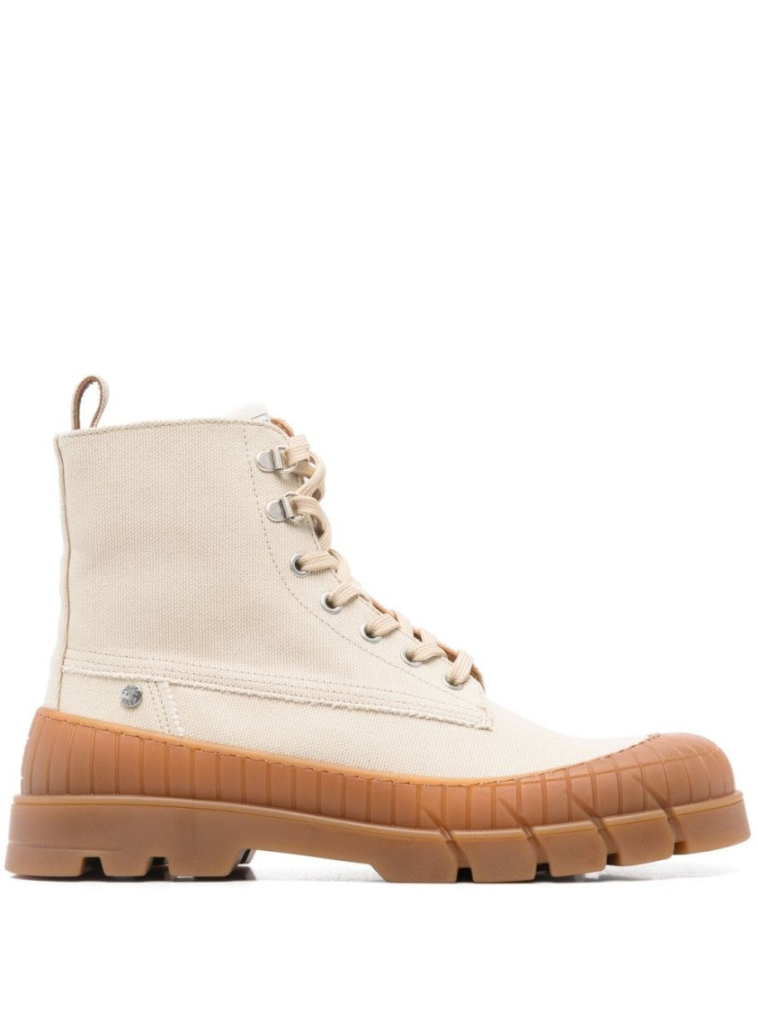 Kenzo Light Beige Lace-Up Rubber Boots