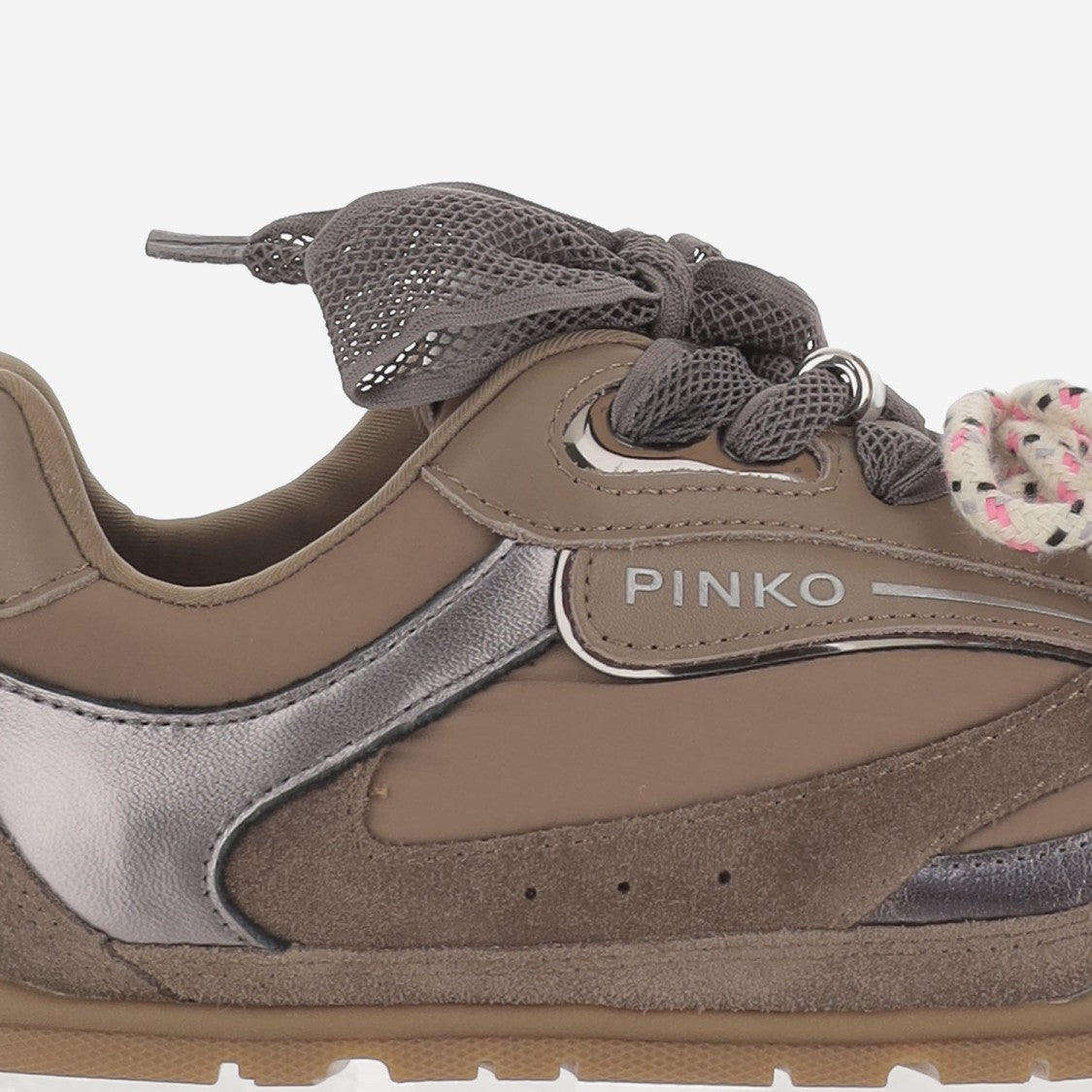Pinko Structured Brown Sneakers With Contrasting Accents